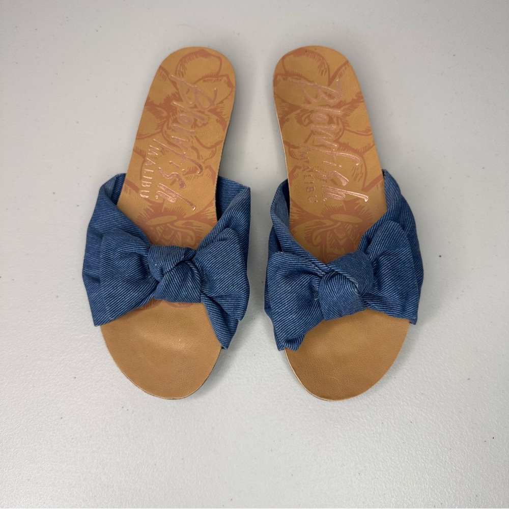 Blowfish Malibu Ginah Slide Sandal Size 7 Blue Twilight Smokey Twill Braided